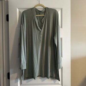 Abercrombie & Fitch Green Long Sleeve Oversized Henley Shirt